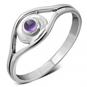 Evil Eye Sterling Silver Amethyst Genuine Stone Ring, r571